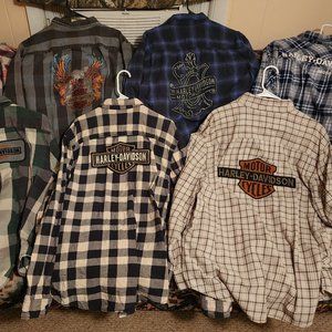 Harley-Davidson mens plaid/flannel shirt lot 16 shirts
